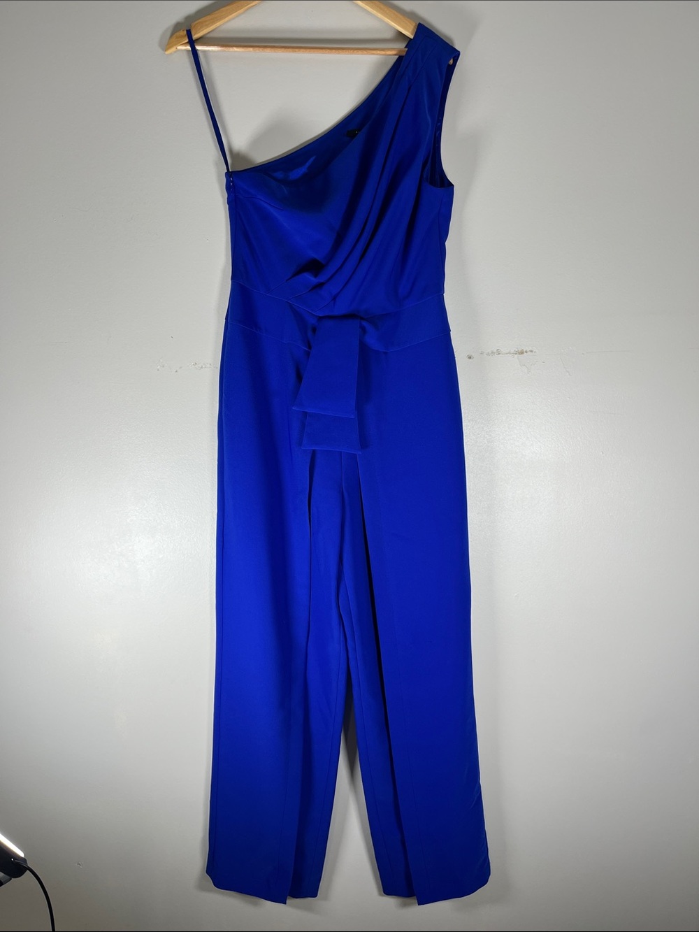 Alex Marie One-Shoulder Cobalt Blue Jumpsuit with Waist Tie